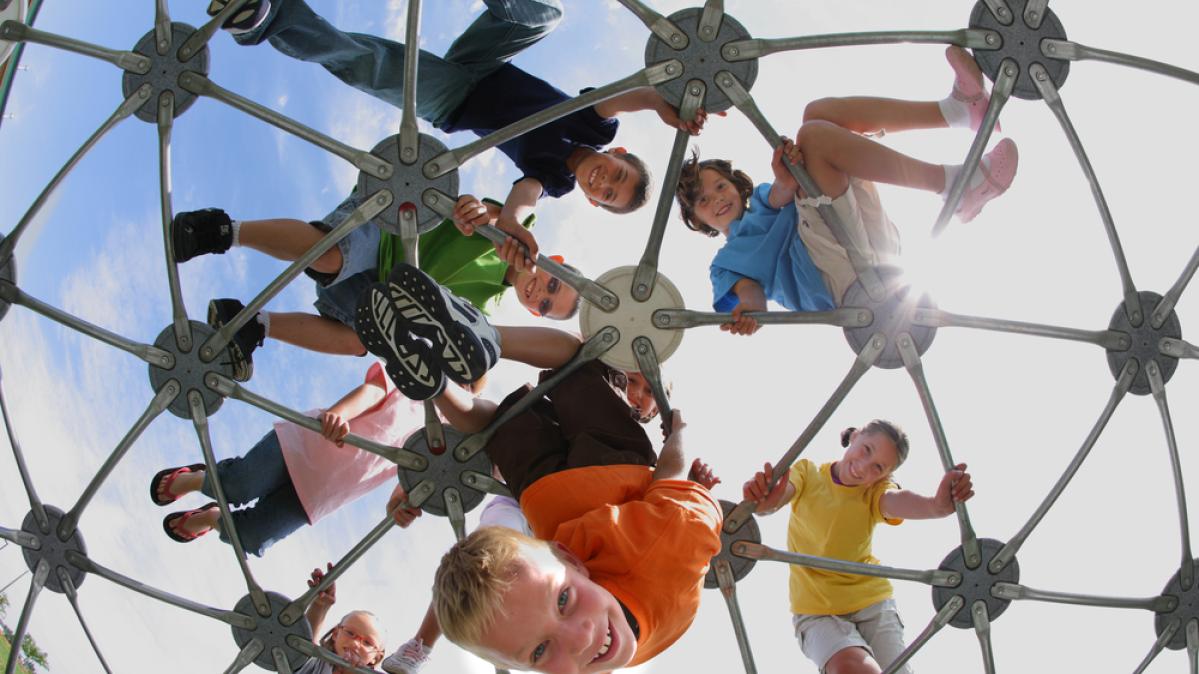 children playing on a equipment