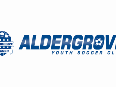 Logo and writing that says "Aldergrove Youth Soccer Club"