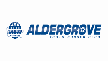 Logo and writing that says "Aldergrove Youth Soccer Club"