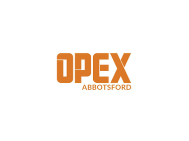 Orange colour text logo for "Opex Abbotsford"